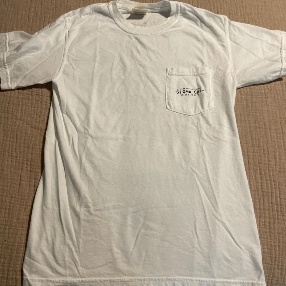 Men's Sigma Chi Fraternity White Pocket Tee